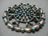 Fanbulous Vintage Native American Navajo Turquoise Snake Eye Sterling Silver Pin Pendant Old-Nativo Arts