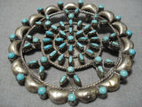 Fanbulous Vintage Native American Navajo Turquoise Snake Eye Sterling Silver Pin Pendant Old-Nativo Arts