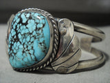 Fantastic Vintage Navajo Native American Jewelry jewelry 'Rare Blue Warrior Turquoise' Siolver Bracelet Old-Nativo Arts