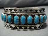 Fascinating Vintage Native American Navajo Turquoise Sterling Silver Bracelet Old Cuff-Nativo Arts