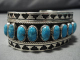 Fascinating Vintage Native American Navajo Turquoise Sterling Silver Bracelet Old Cuff-Nativo Arts