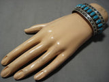 Fascinating Vintage Native American Navajo Turquoise Sterling Silver Bracelet Old Cuff-Nativo Arts