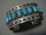 Fascinating Vintage Native American Navajo Turquoise Sterling Silver Bracelet Old Cuff-Nativo Arts