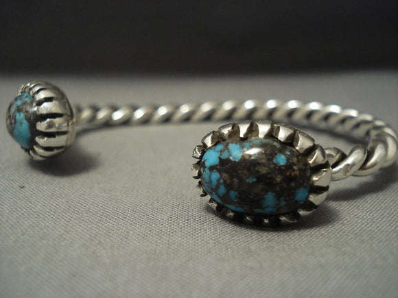 Fascinating Vintage Navajo Domed Turquoise Sterling Native American Jewelry Silver Bracelet-Nativo Arts