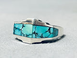 Thick Distinctive Vintage Native American Navajo Spiderweb Turquoise Sterling Silver Ring-Nativo Arts