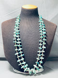 Early Hand Drilled Vintage Santo Domingo Turquoise Heishi Necklace-Nativo Arts