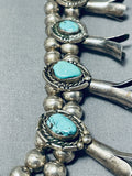 Authentic Rare Turquoise Vintage Native American Navajo Sterling Silver Squash Blossom Necklace-Nativo Arts