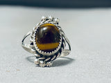 Eye Catching Native American Navajo Tiger Eye Dome Sterling Silver Ring-Nativo Arts
