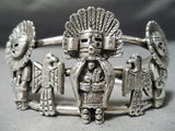 Detailed Heavy Vintage Native American Navajo Kachina Sterling Silver Bracelet Cuff-Nativo Arts