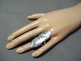 Native American Quint Quam Important Vintage Zuni Turquoise Bluejay Sterling Silver Ring-Nativo Arts