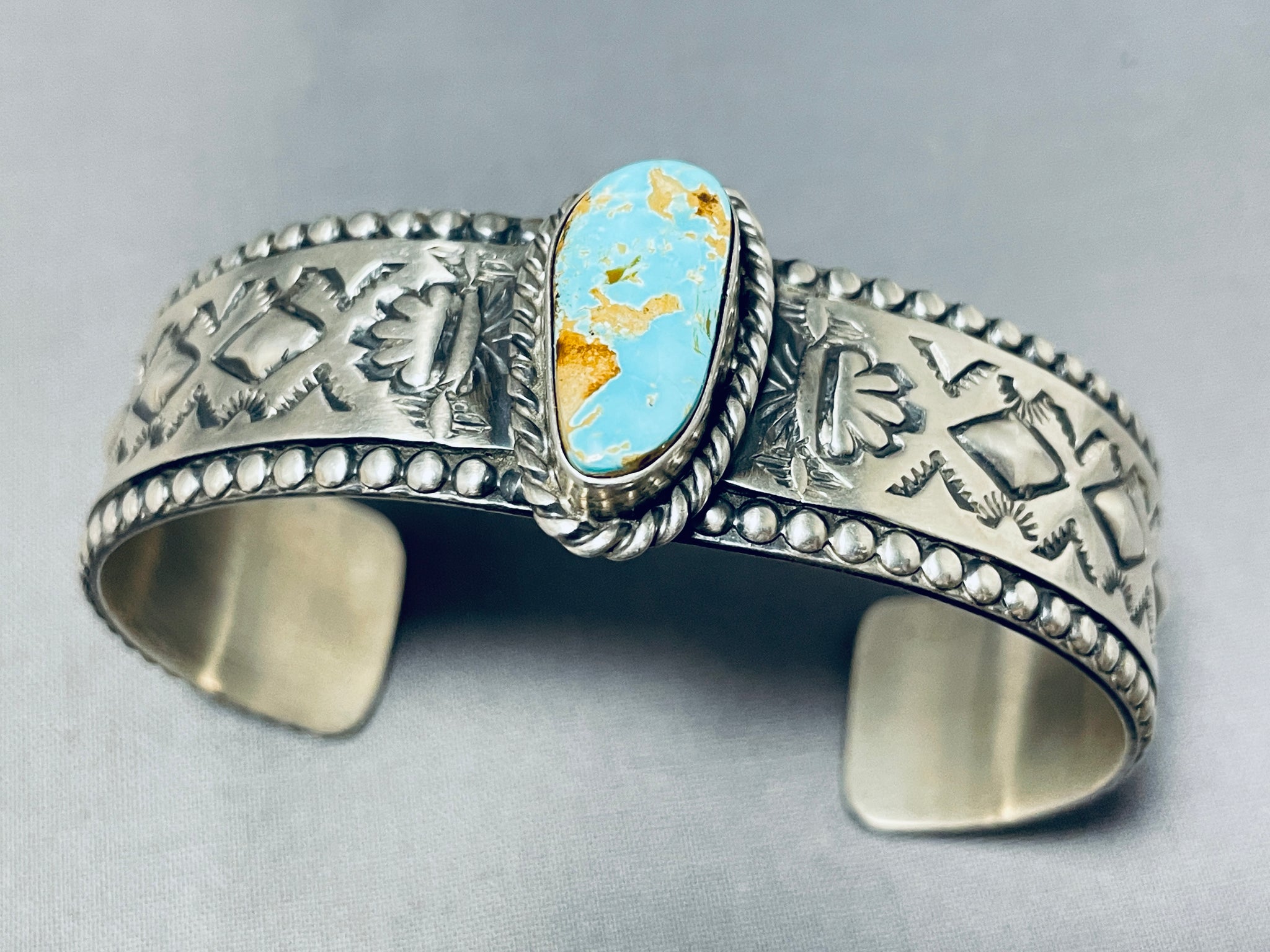 Jeff James Native American Navajo Signed 8 Turquoise Sterling