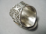 Huge And Thick!! Vintage Native American Navajo Old Morenci Turquoise Sterling Silver Ring-Nativo Arts
