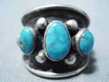 Incredible Vintage Native American Navajo Carico Lake Turquoise Sterling Silver Ring Old-Nativo Arts