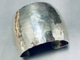 Cly Wide Hand Hammered Vintage Native American Navajo Sterling Silver Bracelet-Nativo Arts