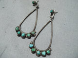 Exquisite Vintage Native American Navajo Blue Green Turquoise Sterling Silver Earrings Old-Nativo Arts