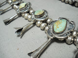 Yazzie Vintage Native American Navajo Royston Turquoise Sterling Silver Squash Blossom Necklace-Nativo Arts