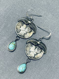 Beautiful Native American Navajo Kingman Turquoise Sterling Silver Dime Earrings-Nativo Arts