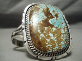 One Of The Biggest Vintage Native American Navajo #8 Turquoise Sterling Silver Brcelet Old-Nativo Arts