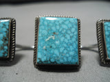 Rare Vintage Native American Navajo 2 Finger Spiderweb Turquoise Sterling Silver Ring-Nativo Arts