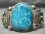 Superior Vintage Native American Navajo Carico Lake Turquoise Sterling Silver Bracelet Old-Nativo Arts