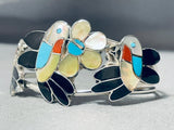 Native American Beautiful Hummingbird Vintage Navajo Turquoise Sterlijng Silver Bracelet-Nativo Arts