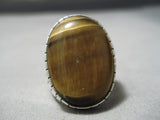 Huge Heavy Native American Navajo Sterling Silver Tigers Eye Ring-Nativo Arts