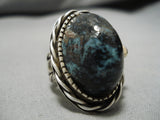 One Of The Best Vintage Native American Navajo Lander Blue Turquoise Sterling Silver Ring-Nativo Arts