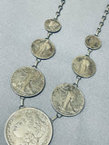 Exceptional Native American Navajo Vintage Coins Sterling Silver Necklace-Nativo Arts