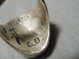 One Of The Best Vintage Native American Navajo Lapis Inlay Sterling Silver Heavy Ring-Nativo Arts