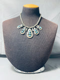 Jimmy Henderson Vintage Native American Navajo Turquoise Sterling Silver Necklace-Nativo Arts