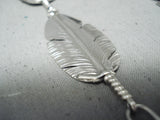Superb Native American Navajo Signed Sterling Silver Feather Necklace-Nativo Arts