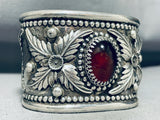 Very Rare Vintage Native American Navajo Red Carnelian Sterling Silver Leaf Bracelet-Nativo Arts