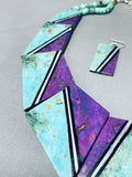 One Of The Craziest Ever Native American Sugulite Sterling Silver Necklace-Nativo Arts