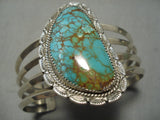 Large Spiderweb Royston Turquoise Vintage Native American Navajo Sterling Silver Bracelet-Nativo Arts