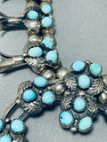 Womens Vintage Native American Navajo Turquoise Sterling Silver Squash Blossom Necklace-Nativo Arts