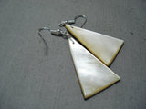 Native American Gorgeous Santo Domingo Jet, Mother Of Pearl Sterling Silver Earrings-Nativo Arts
