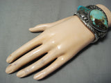 One Of The Best Vintage Native American Navajo Royston Turquoise Sterling Silver Leaf Bracelet-Nativo Arts