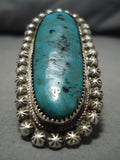 Magnificent Vintage Native American Navajo Blue Gem Turquoise Sterling Silver Ring Old-Nativo Arts