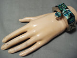 Native American One Of The Best Vintage Navajo Turquoise Opal Inlay Sterling Silver Bracelet-Nativo Arts