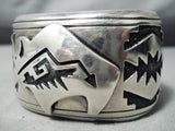 Extremely Rare Vintage Native American Navajo Thomas Singer Sterling Silver Protruding Bracelet-Nativo Arts