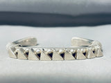 Heavy Thick Triangular Solid Vintage Native American Navajo Sterling Silver Bracelet-Nativo Arts