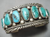 Stunning Vintage Navajo Blue & Green Turquoise Sterling Silver Bracelet Native American-Nativo Arts