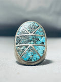 Unforgettable Vintage Native American Navajo Blue Diamond Turquoise Sterling Silver Ring-Nativo Arts