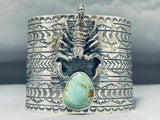 Tremendous San Felipe Signed Royston Turquoise Sterling Silver Scorpion Cuff-Nativo Arts