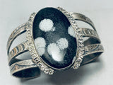 One Of The Best Vintage Native American Navajo Snowflake Obsidian Sterling Silver Bracelet-Nativo Arts