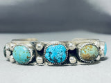 Amazing Native American Turquoise Sterling Silver Stamped Bracelet-Nativo Arts