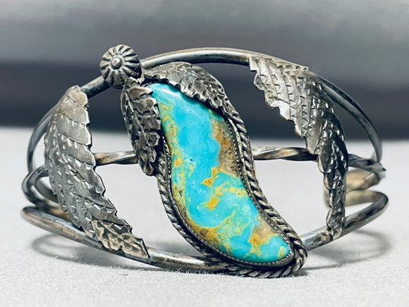 Rare Vintage Native American Navajo Royston Turquoise Sterling Silver Bracelet Old-Nativo Arts