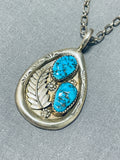 Important Vintage Native American Zuni Sleeping Beauty Turquoise Sterling Silver Necklace-Nativo Arts