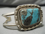 Rare Vintage Native American Navajo Basalt Turquoise Sterling Silver Bracelet Old-Nativo Arts
