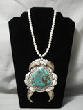 One Of The Best Vintage Native American Navajo Spiderweb Turquoise Sterling Silver Necklace Old-Nativo Arts